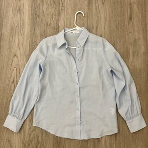 Zara Sky Blue Collared Minimalist Shirt xs